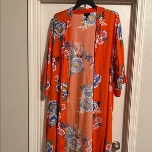 Jessica Simpson Floral Kimono in Vibrant Orange
